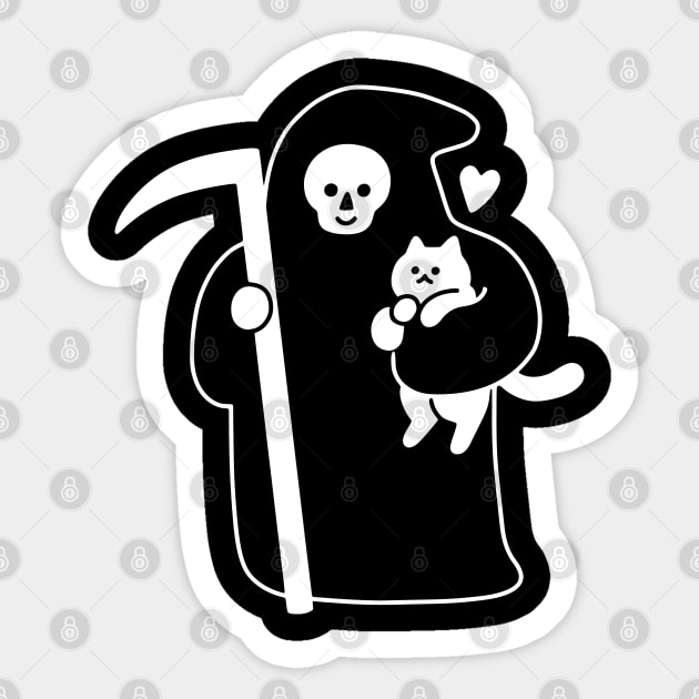 The Grim Reaper Loves Cats Sticker by obinsun